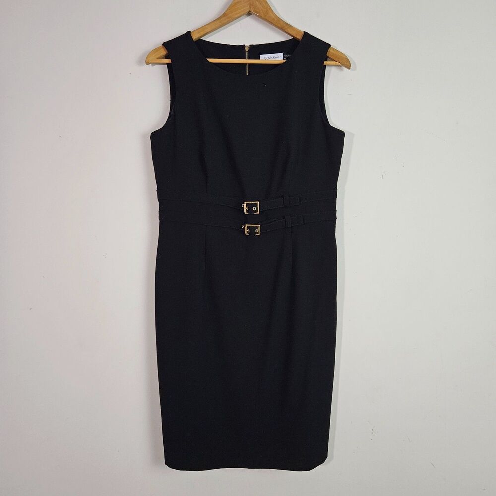 Calvin Klein Dress 10 Black Sheath Business Office Work Professional Classic